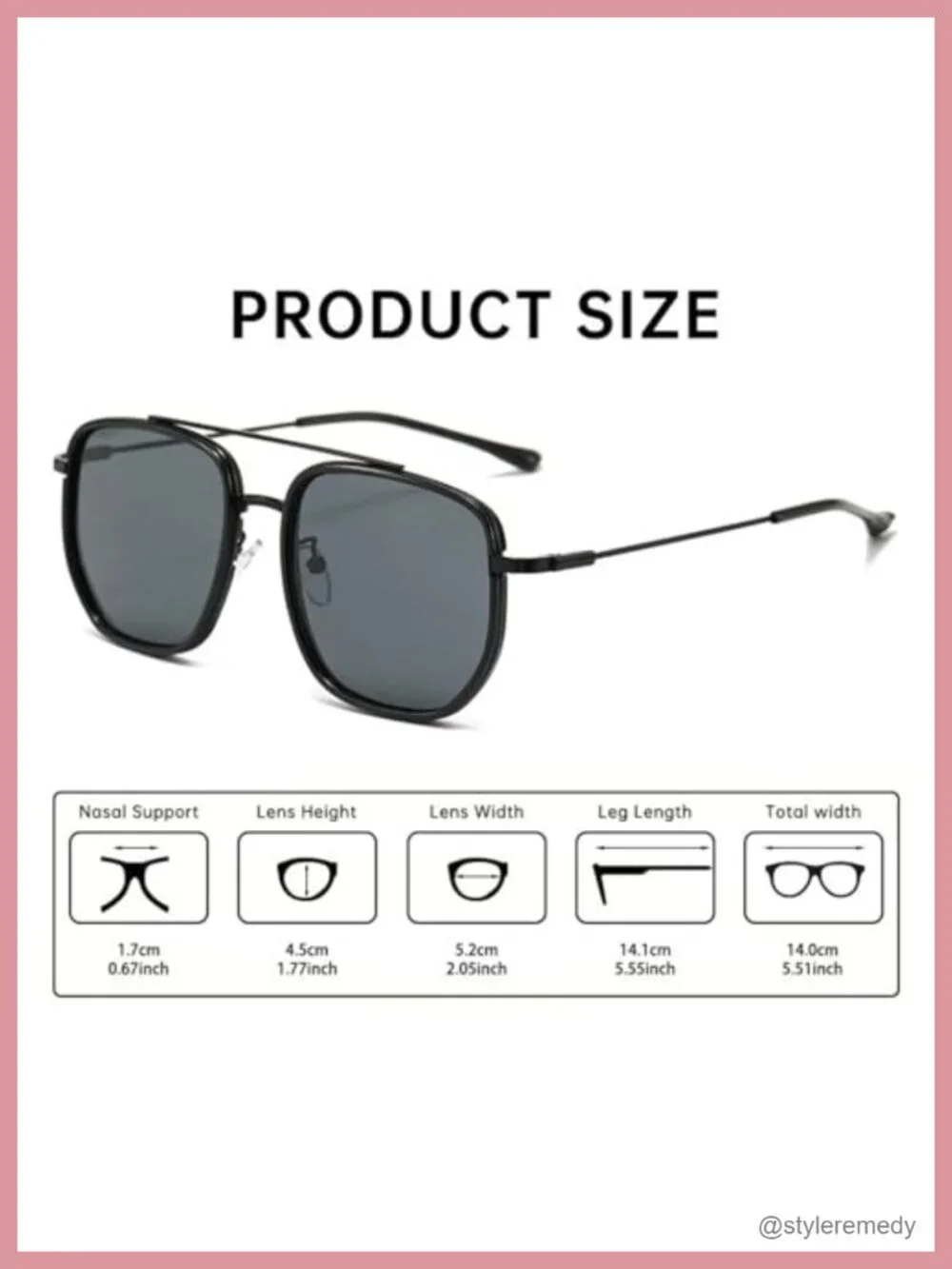 Double Bridge Square Sunglasses Metal Frame UV Protection Oversized Pilot Retro